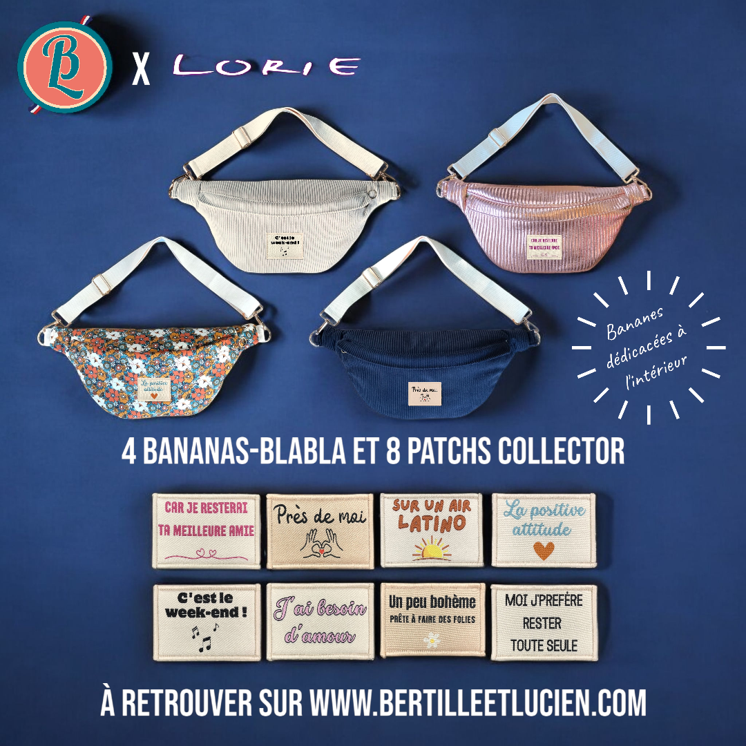 Collab Lorie - Banana-Blabla dédicacée Taille L coton fleuri + 1 Patch-Blabla